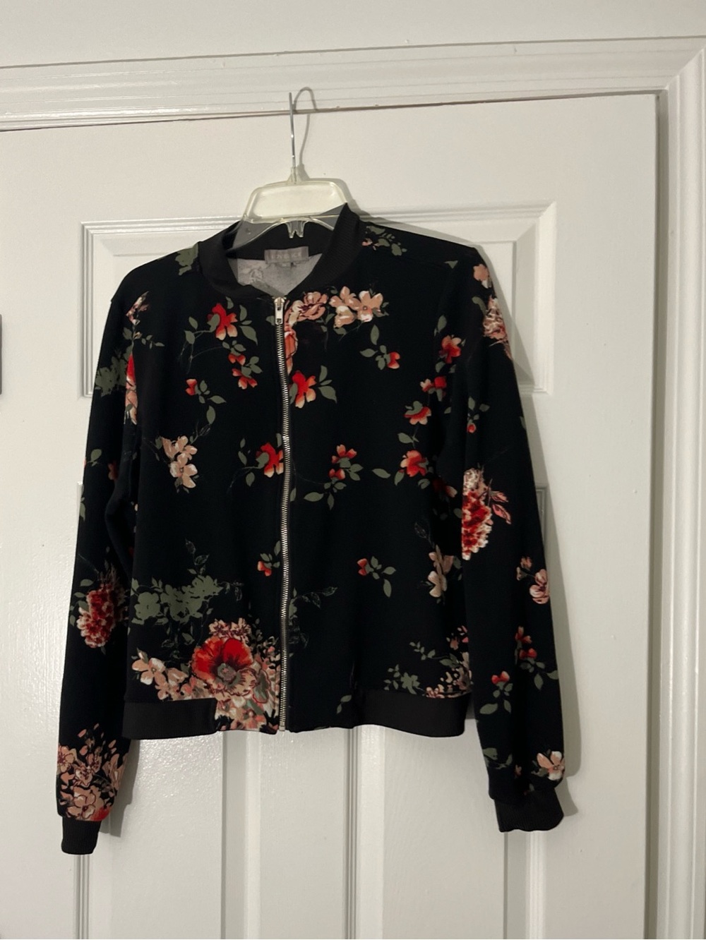 Lovesick Black Floral Zip-Up Bomber Jacket